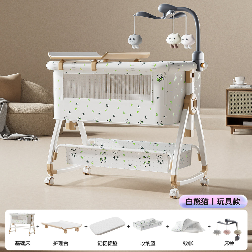 Baby crib movable portable cradle bed foldable multi-function rattle bed bb bed newborn patchwork large bed