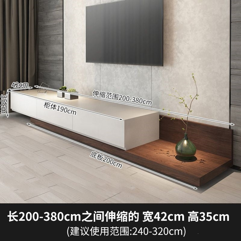Minimalist extendable tv stand - space-saving, floor-standing coffee table for small apartments - modern, light luxury floating floor cabinet for living room