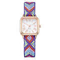 Dopamine color women's small square watch casualretro ethnic style braided rope watch women's watch quartz watch wholesale