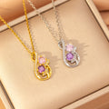 [titanium steel] fashion popular copper inlaid zirconium flower necklace for women niche style accessible luxury new high-end sweater chain jewelry