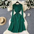Elegant goddess style dressfall and winternew arrival with classy sense horn long sleeves waist bottomsweater skirt
