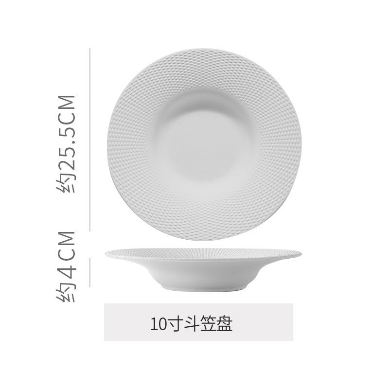 Hotel personalized frosted ceramic western dinnerware set - minimalist solid color polka dot business dinner plates