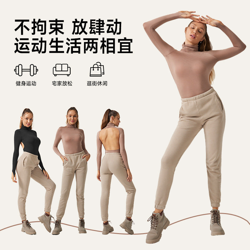 backless long-sleeve yoga top - slim fit, sexy, and stylish activewear for women - perfect for pilates and fitness