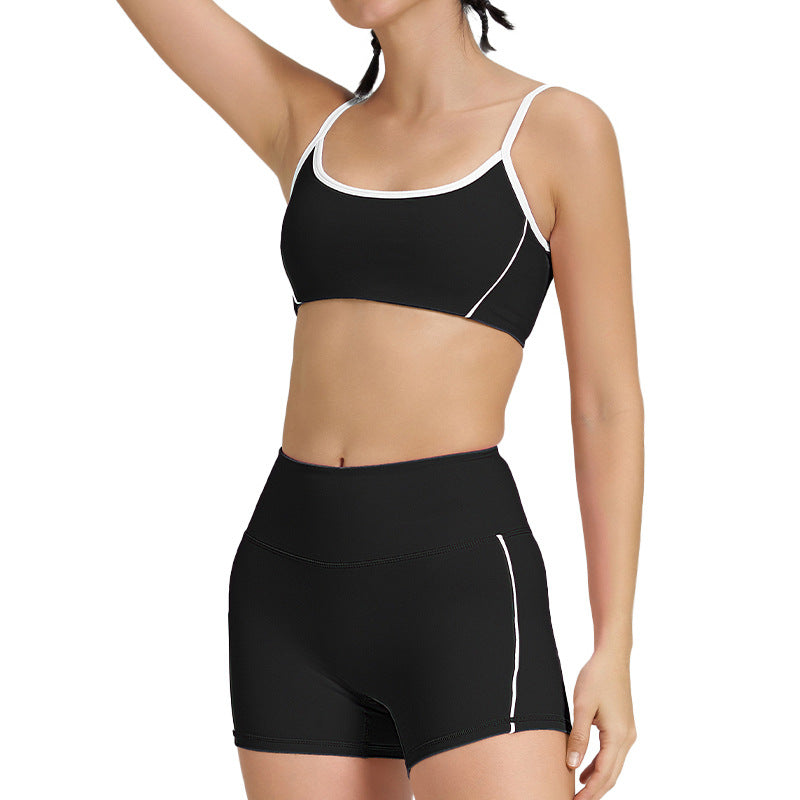 thin shoulder strap detachable chest pad fitness sling nude flared pants sports intimates yoga suit for women