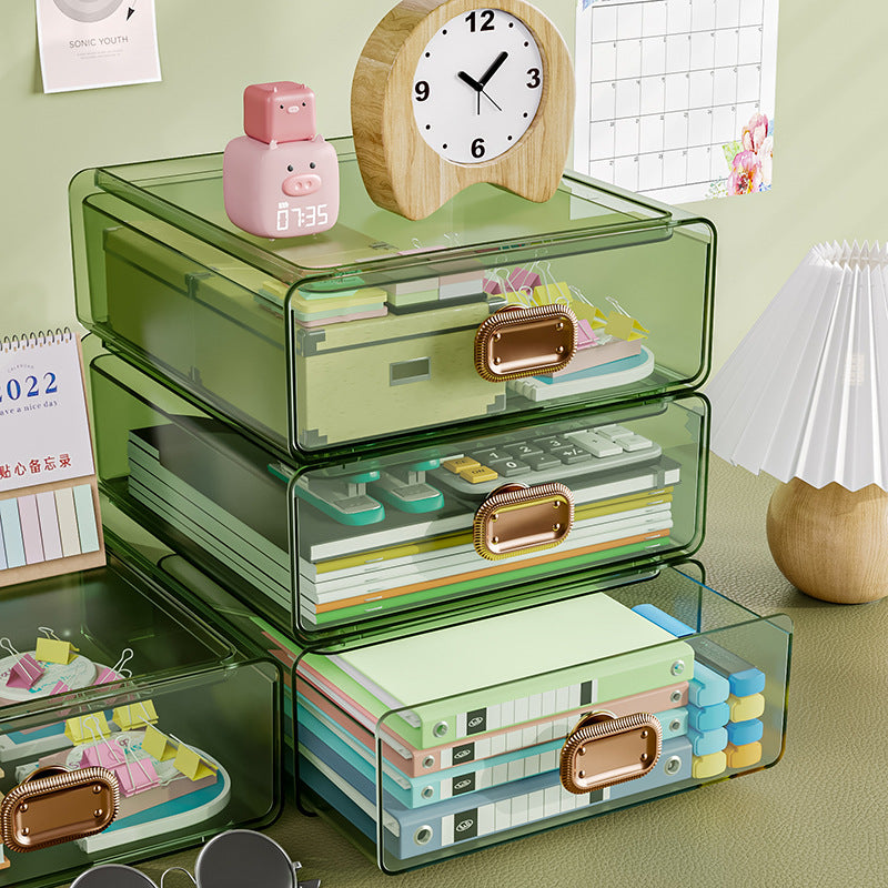 Desktop Storage Box Transparent Drawer Office Stationery Sundries Storage Box Dresser Cosmetics Shelf