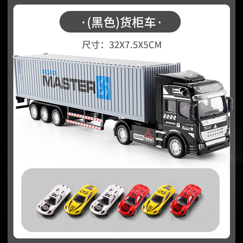 Die-cast alloy semi-truck toy - kids' playset with trailer, container transport, and realistic container model - perfect for young truck enthusiasts!
