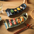 12inch sushi bench kiln glaze sushi plate creative sushi cold dish plate japanese kiln ceramic tableware wholesale
