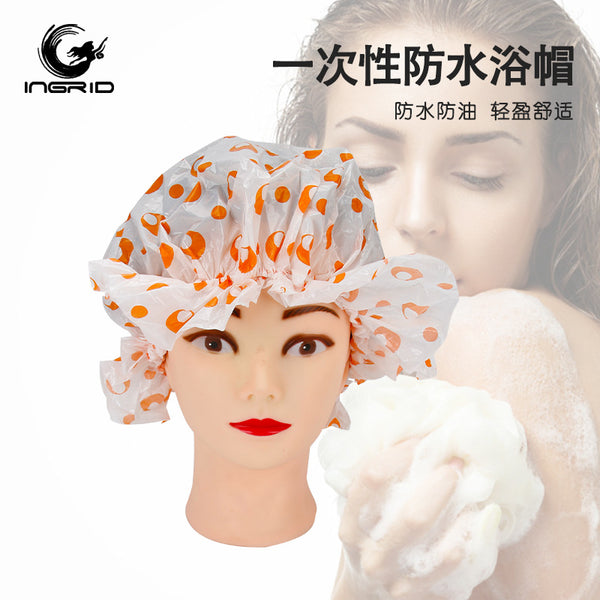 Hair Salon Beauty Salon Waterproof Shower Cap Hotel Bath Bath Cap Waterproof Oil-proof Headgear Disposable Printed Shower Cap