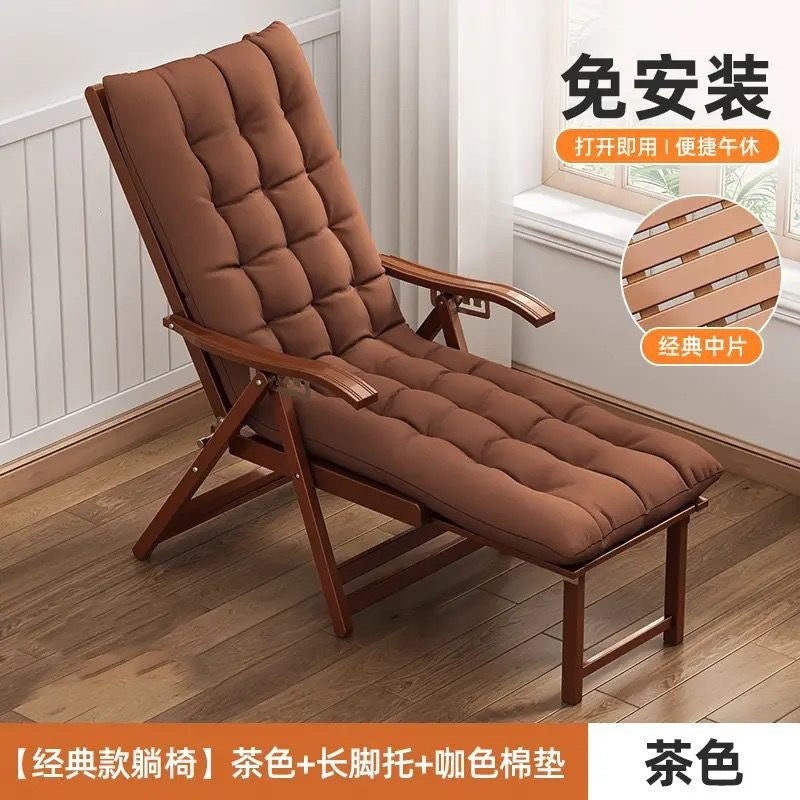 Foldable reclining chair - adult bamboo rocking chair - home comfort nap lounger - lazy person's chair - elderly balcony leisure dual-use chair