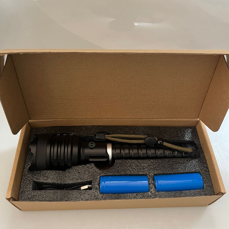 Cross-border new XHP-160 strong light Type-c charging port power display output telescopic zoom LED flashlight