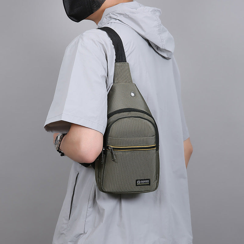 Breast bag 2025 new Oxford cloth messenger bag outdoor simple casual wear-resistant mobile phone bag men's lightweight shoulder bag