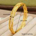24k gold-plated copper middle eastern geometric hollow-out design women's bangle bracelet - perfect for brides, weddings, and parties