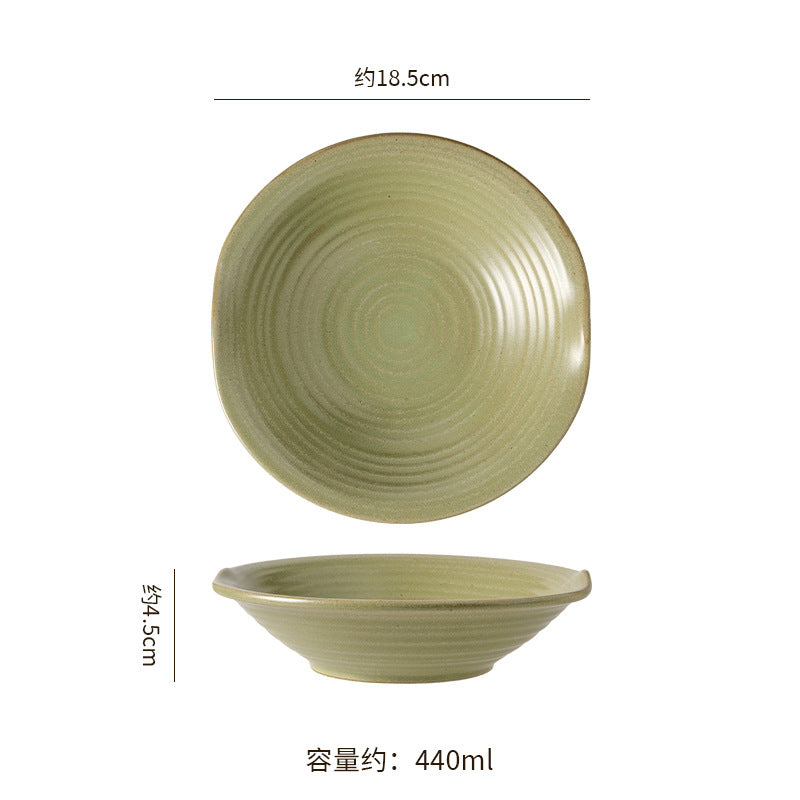 Kiln-turned threaded ceramic tableware retro style hotel restaurant steak plate stylish high-looking western food plate fish plate tableware
