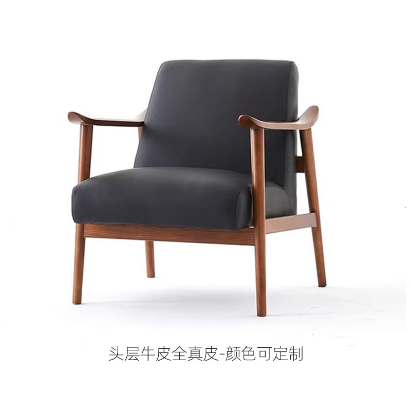 Single sofa chair for home scandinavian solid wood casual modern small apartment living room balcony casual chair designer single chair