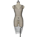 2019  hot seller: european and american style mesh rhinestone double v-neck dress -  sexy beach dress