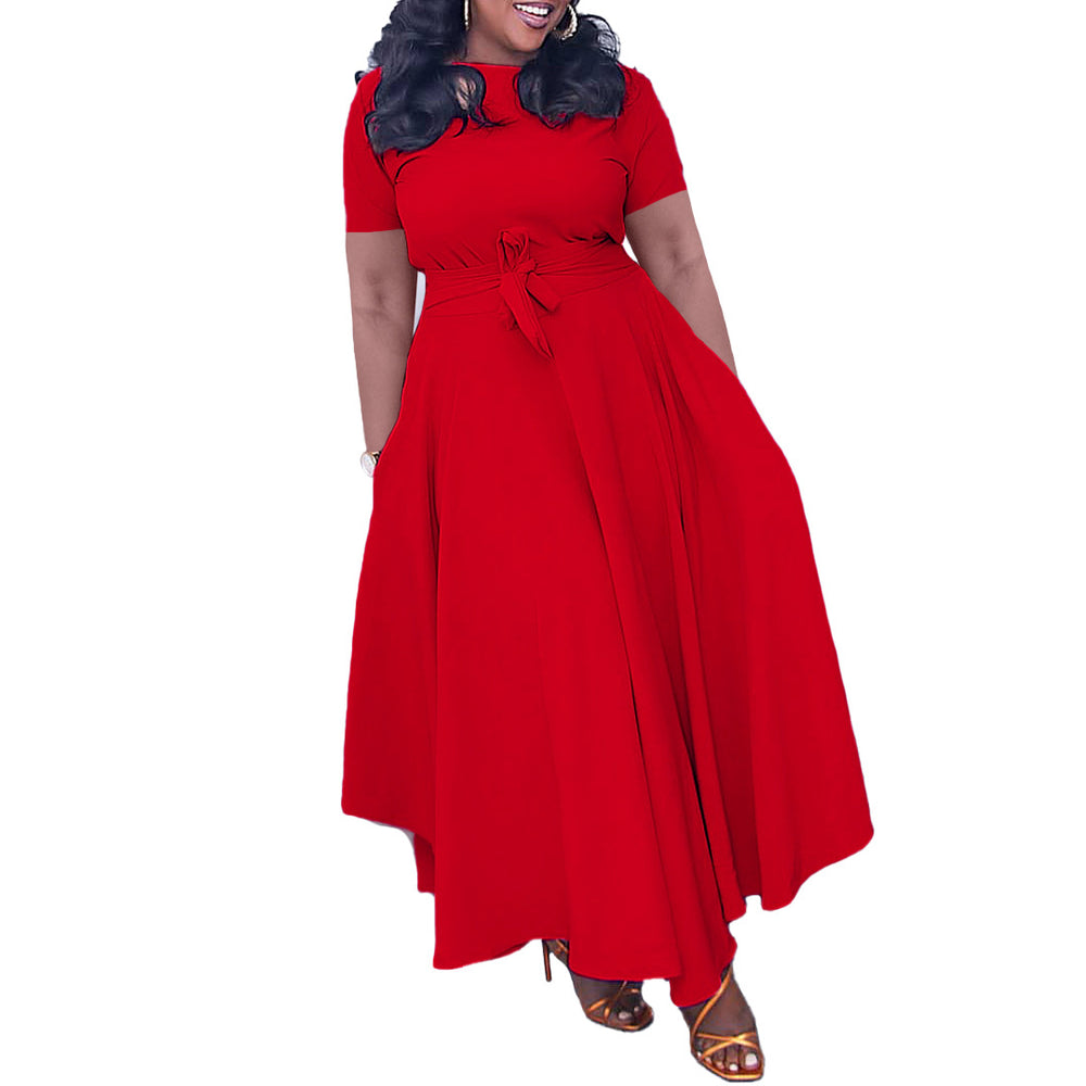 D3184 cross-border women's summer dress : new fashionable and elegant tie-up african-style plus size export dress (us/eu fit)