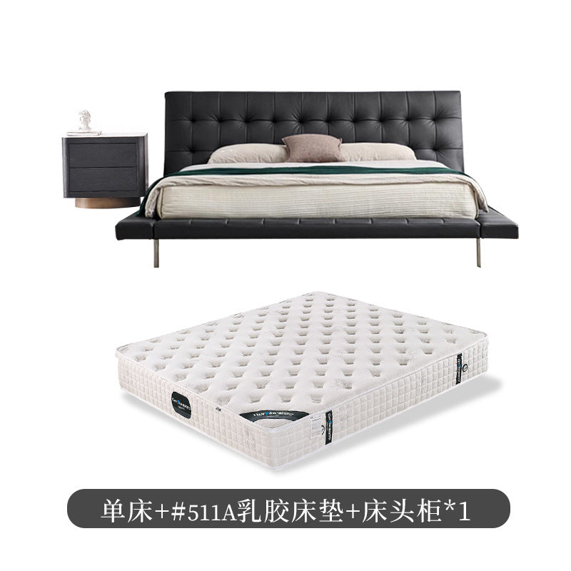 Onda bed italian normcore genuine leather bed house large flat designer 2* 2m master bedroom double bed double bed black