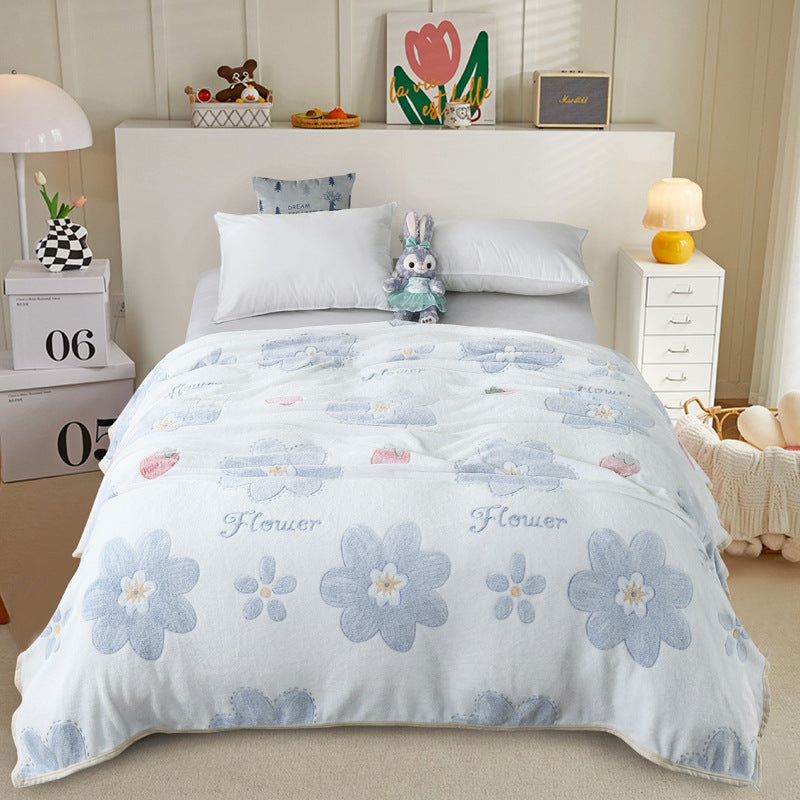 Snowflake fleece blanket Farai fleece sheet person double gift thickened coral fleece autumn and winter sleeping lunch break blanket wholesale