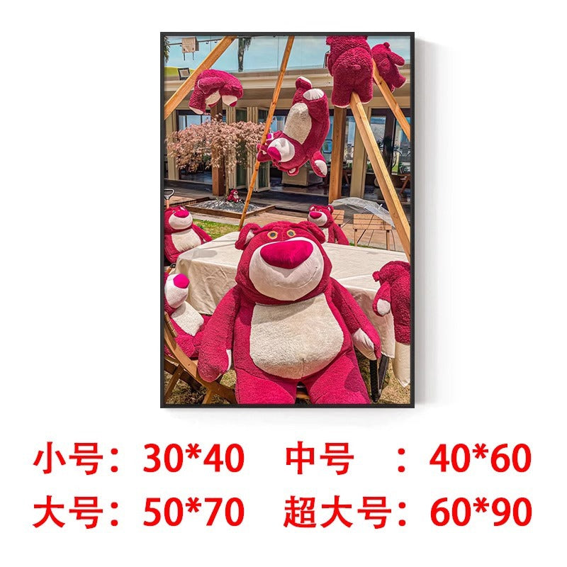 Strawberry bear decorative painting cute trend lotso Stitch pendulum painting hanging painting living room bedroom wall painting