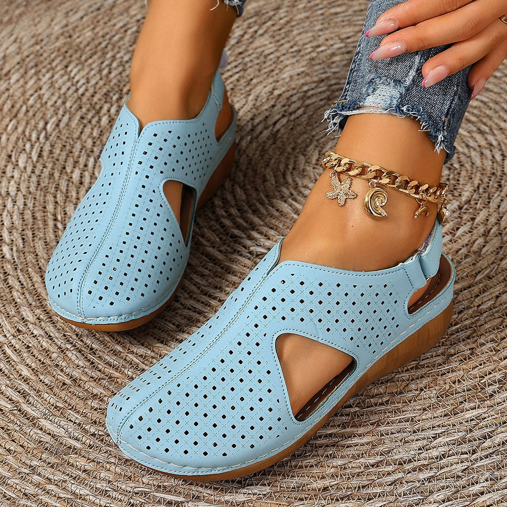 Exportfashionplus sizesummernew arrivalcasualcut outvelcro strap wedge heel fish mouth sewing toe cap sandals