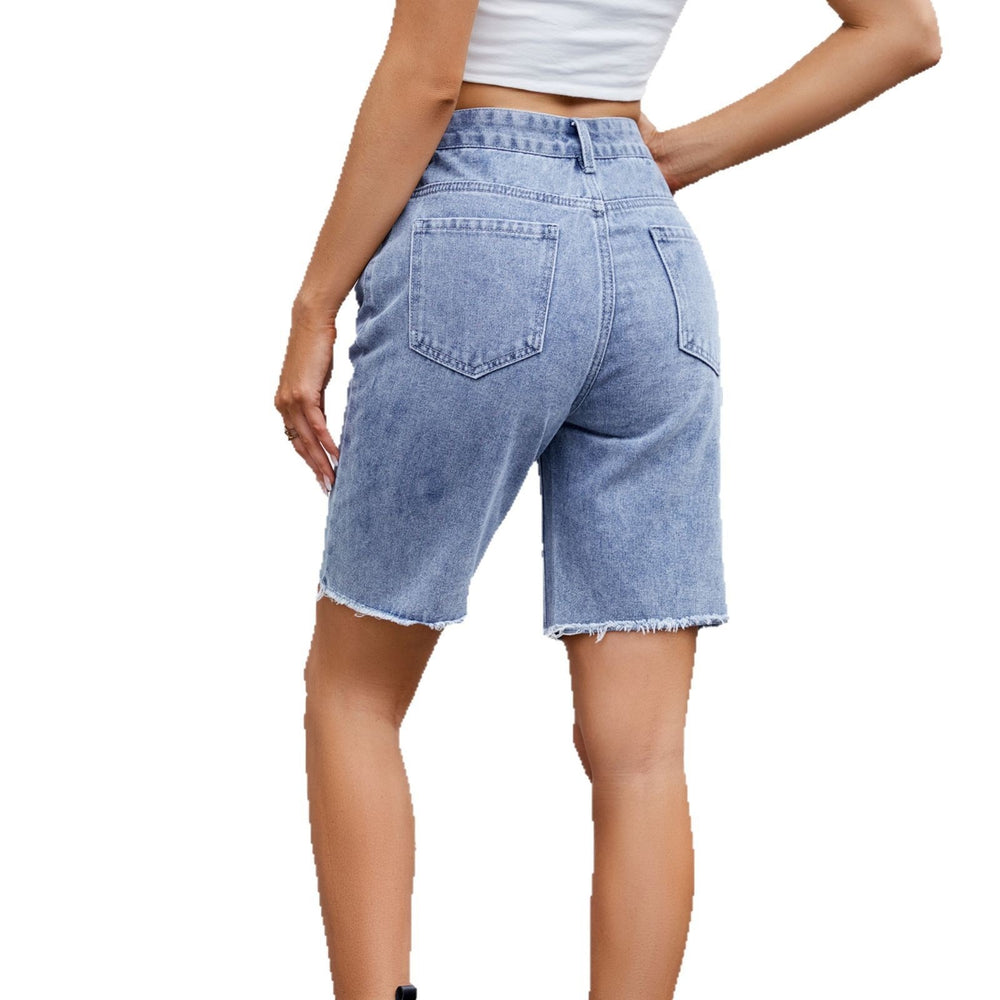 European and american cross-border trendy women's summer new arrivals:  independent store loose casual washed denim capri shorts