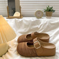 Thick sole hidden heel toe half slippers women's outwear 2026new arrivalsummercut out sandals slip-on birkenstock sandals