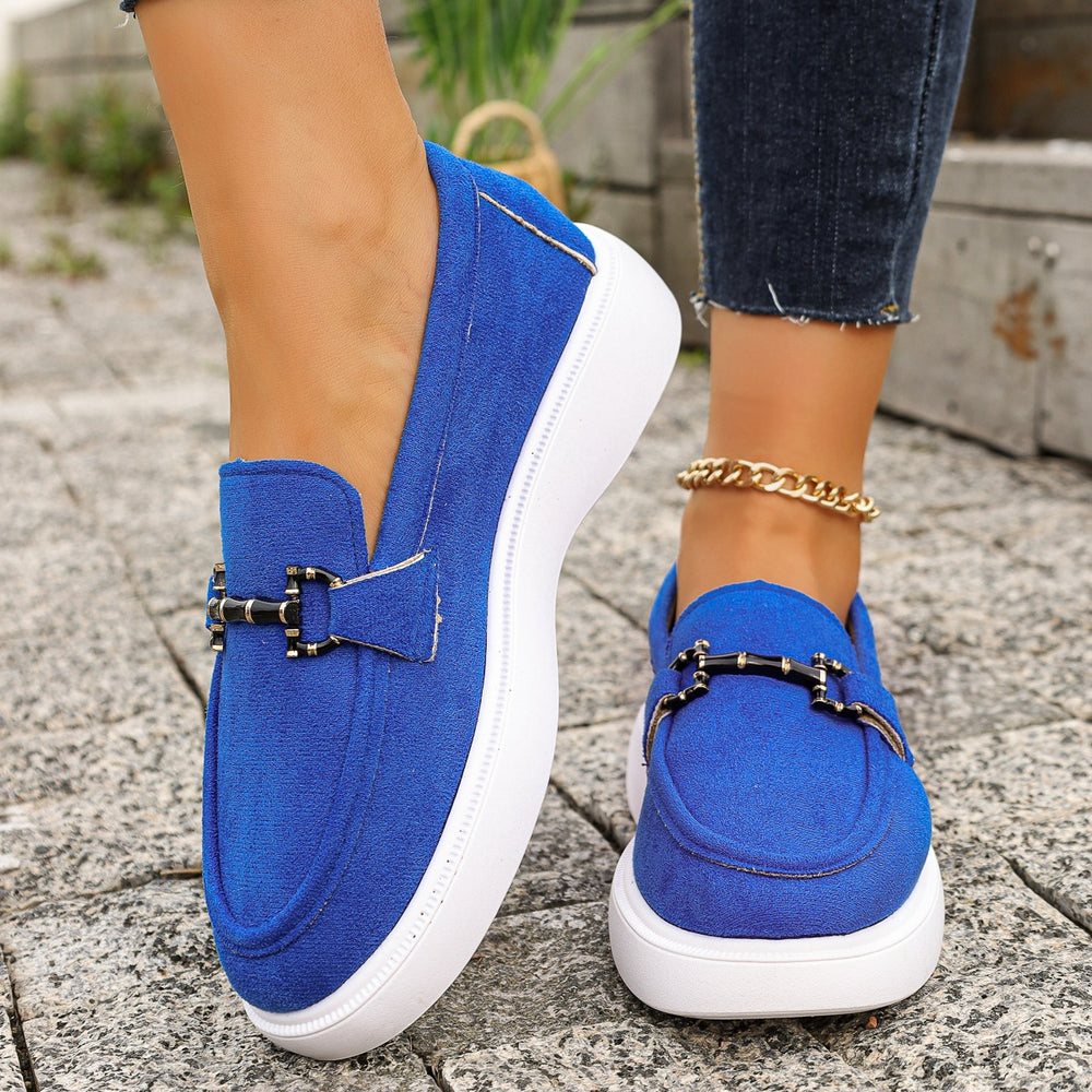 Women's loafers for export: new spring/summer  collection - british style slip-on flats with metal buckle, plus size moccasins
