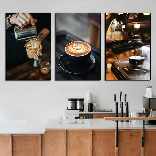 Coffee shop decorative painting coffee beans cafe poster hanging painting milk tea shop retro American restaurant cafe mural