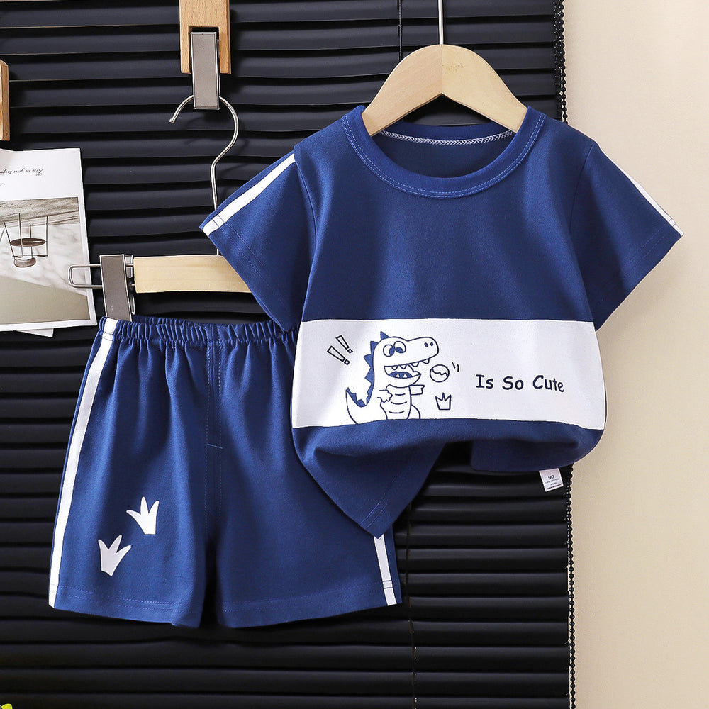 new kids' short-sleeve striped t-shirt set - summer baby & toddler clothing, korean style