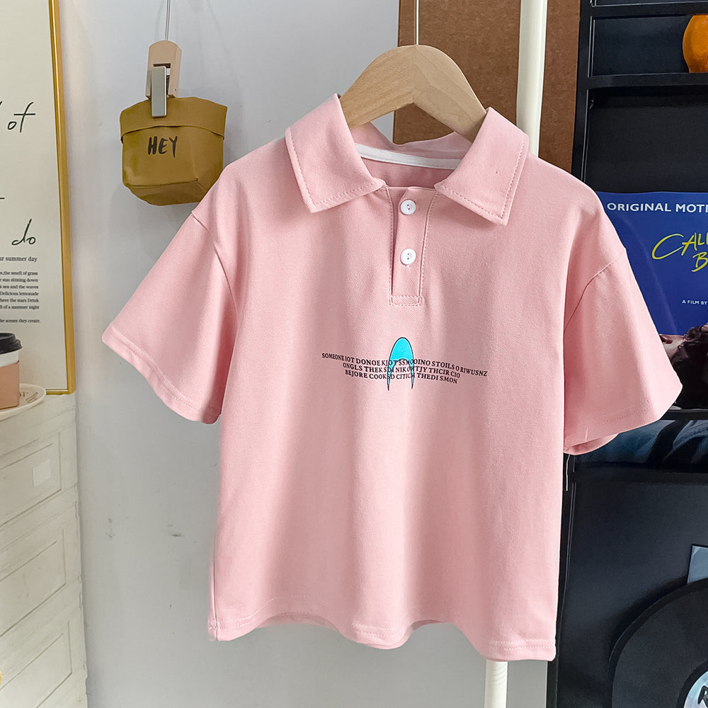【summer new arrivals】pure cotton kids' polo shirt - summer collection for boys and girls - korean style turn-down collar short sleeve s003