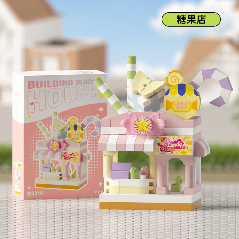 micro-particle building block mall department store chain street scene ornaments compatible with lego kids educational assembly toys