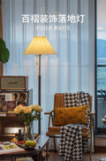 Floor lamp living room sofa side sense of design atmosphere lamp pleated american high-end retro bedroom bedside table lamp