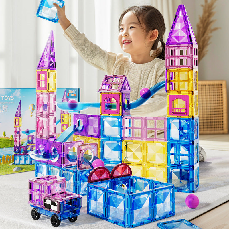 Kids puzzle variety of assemble building blocks castle paradise boys and girls colorful window magnetic sheet magnetic magnet intellectual toy