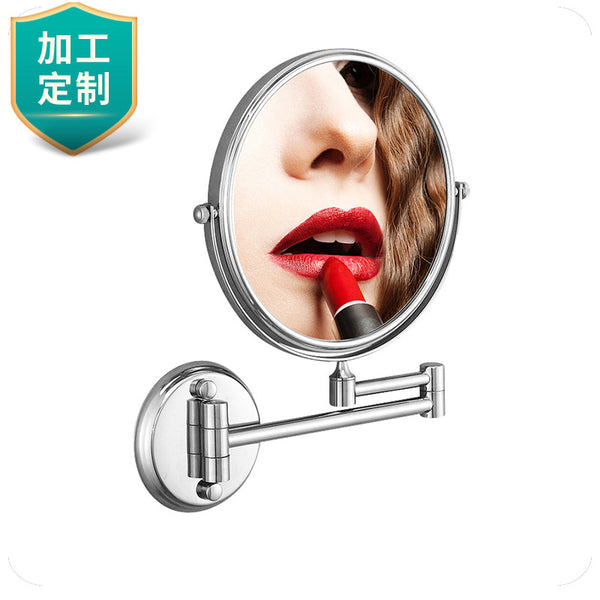 Customized processing, bathroom makeup mirror, hotel bathroom, double-sided enlarged beauty mirror, wall-mounted foldable LED mirror