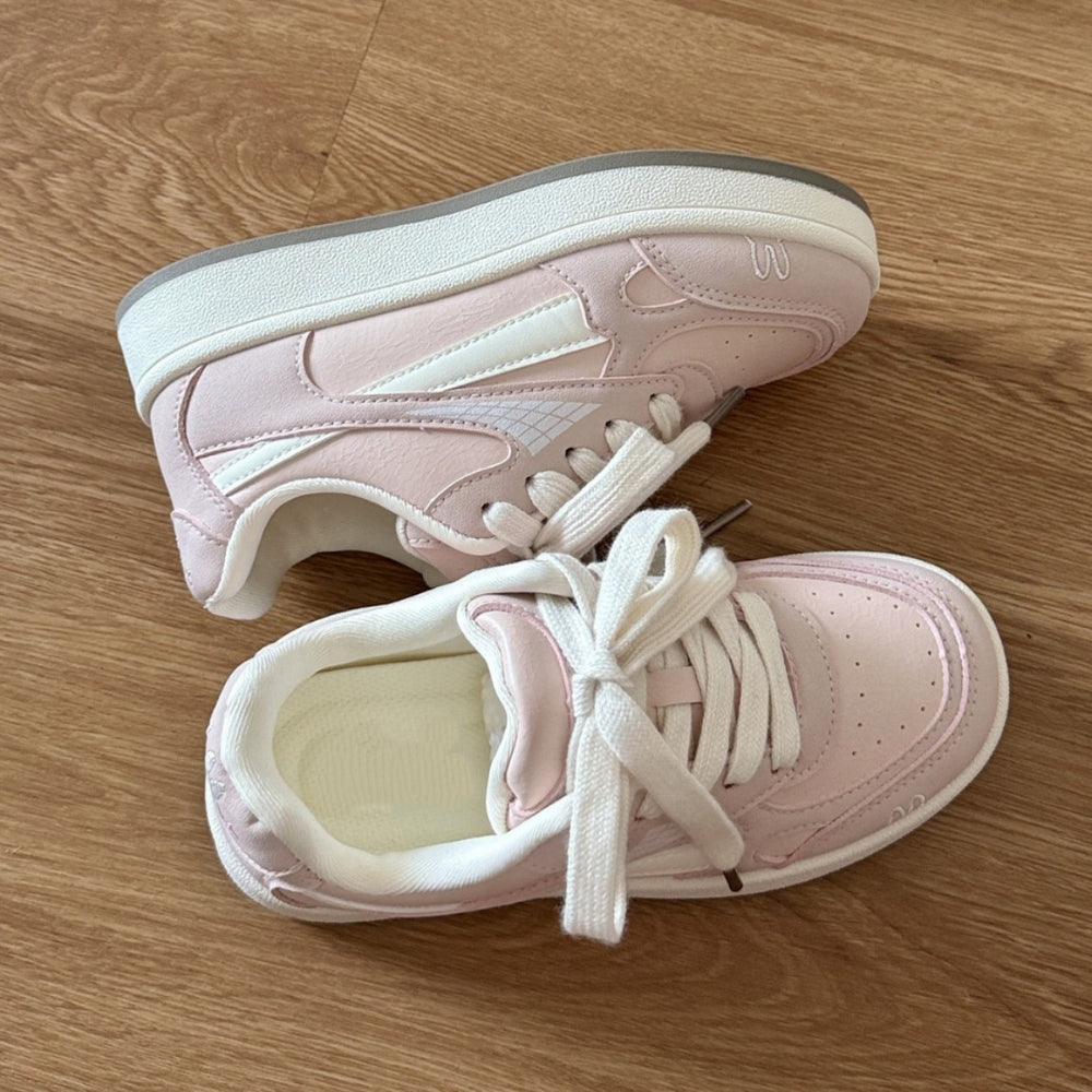 Pink chunky sole bread shoes - trendy, versatile, and unique casual sneakers for women. perfect for students, campus style, and everyday wear