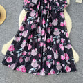 French chic high-end elegant dress - new 2025 collection: slimming, figure-flattering, printed chiffon maxi dress with a sophisticated waist