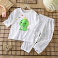 Kids' 100% cotton loungewear set - lightweight, breathable, three-quarter sleeve, air conditioning suit for boys and girls, baby summer long-sleeve pajamas