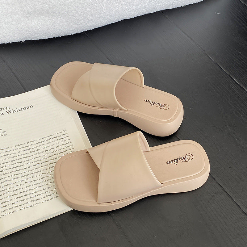 2026 new cross-border hot-selling women's slippers: summer outdoor wear, thick sole, non-slip, fashionable, versatile, export-grade sandals