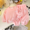 Kids' fleece-lined sweatshirt set: stylish two-piece tracksuit for boys and girls, autumn/winter collection, korean style