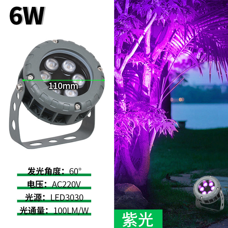 LED wheel shooting tree light colorful outdoor waterproof flood light garden lawn landscape plug-in light round tree light