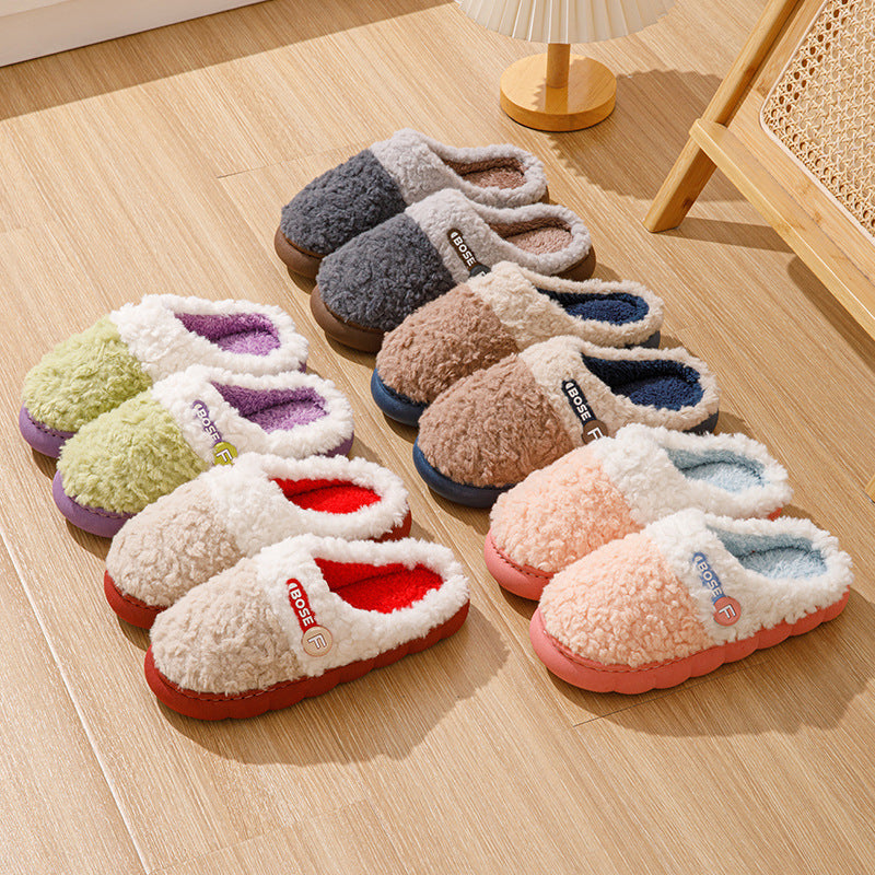 2024 winter new fuzzy slippers - indoor, non-slip, warm, trendy couple's cotton slippers for women - wholesale