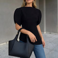 summer new women's fashion: cross-border european and american style, everyday casual, loose fit, bubble sleeve, solid color top