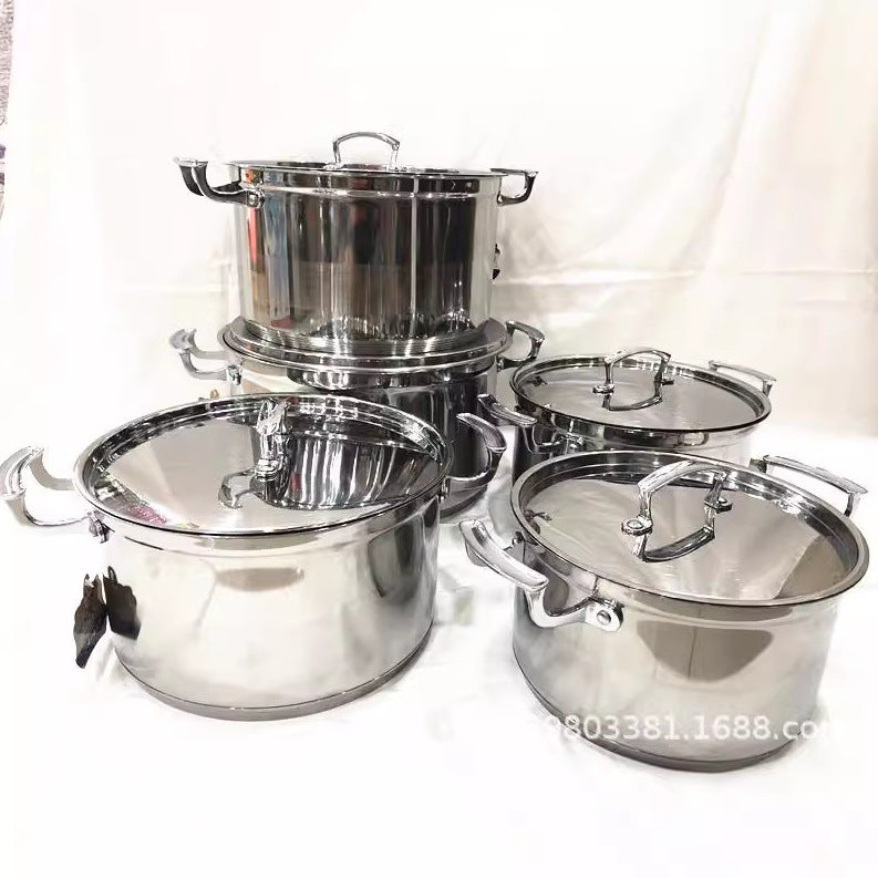 304 stainless steel set pot factory direct salesexport5pcs straight stainless steel pot 22-24-26-28-30cm