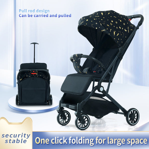 Ultra-lightweight stroller can sit and lie down, foldable baby stroller, children's four-wheel one-click cart, walk the baby stroller