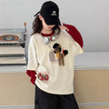 Processing personalizedgirlspringpatchworksweatshirtgirlfake two-piecetrendy single topskidsnew arrivalpullover shirttrendy
