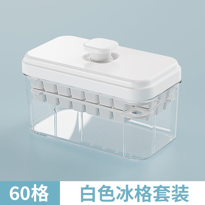 Frozen ice cube mold Household pressing food-grade ice-making artifact with lid Homemade ice grid ice box Refrigerator ice box