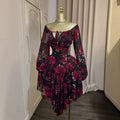 European and american cross-border women's fashion:  summer new arrivals - sexy, elegant, tie-up, printed, slim-fit, asymmetrical mini dress