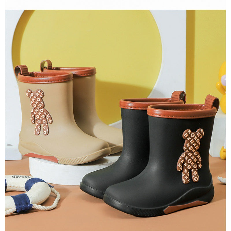 2024 new children's bear rain boots, unisex kids' rain boots, non-slip waterproof baby cartoon student water shoes wholesale