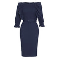 e-commerce african foreign trade  clothing fashion professional ol large size women's clothing half length sleeve dress belt