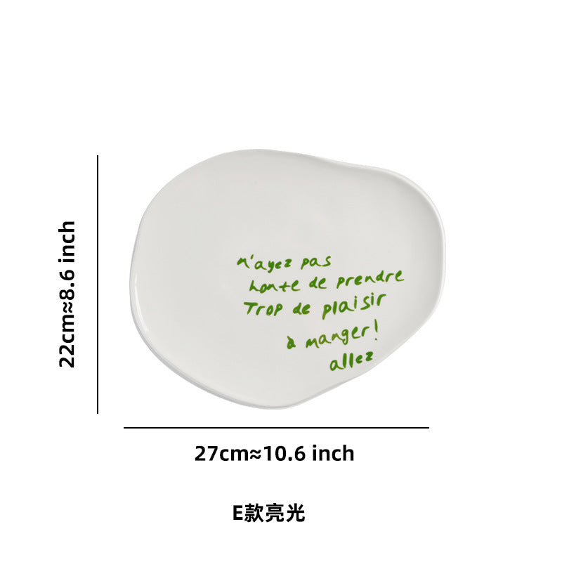 Stylishasymmetrical ceramic tray restaurant hotel casual style food plate high-looking breakfast plate photo props